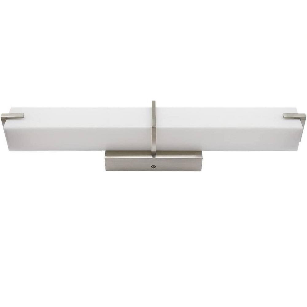 Sunlite 24 in. 1-Light Brushed Nickel LED Vanity Light with Frosted Acrylic  Shade HD85094 The Home Depot