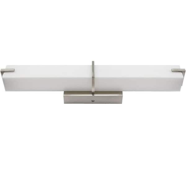 24 in. 1-Light Brushed Nickel LED Vanity Light with Frosted Acrylic Shade