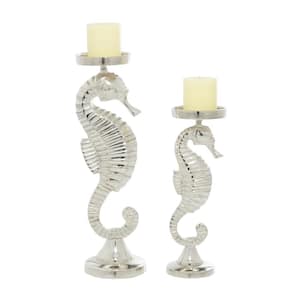 Silver Aluminum Candle Holder (Set of 2)