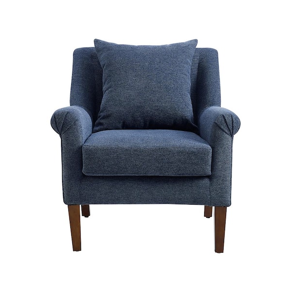 Art Leon MIA Off White Fabric Mid-Century Accent Arm Chair with Cushion and Legs