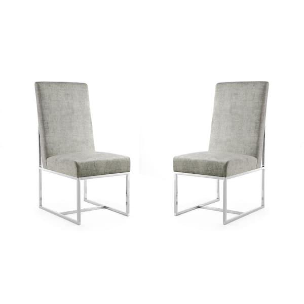 Manhattan Comfort Element Modern Steel Velvet Upholstered Dining Chair (Set of 2)