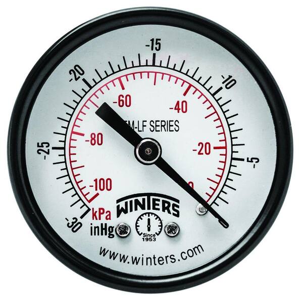 Winters Instruments PEM-LF Series 2 in. Lead-Free Brass Pressure Gauge with 1/4 in. NPT CBM and 0-30 in. VAC/kPa