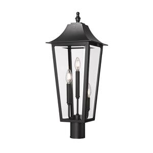 Gannon 3-Light Black Stainless Steel Hardwired Outdoor Marine Grade Post-Light with no bulbs included