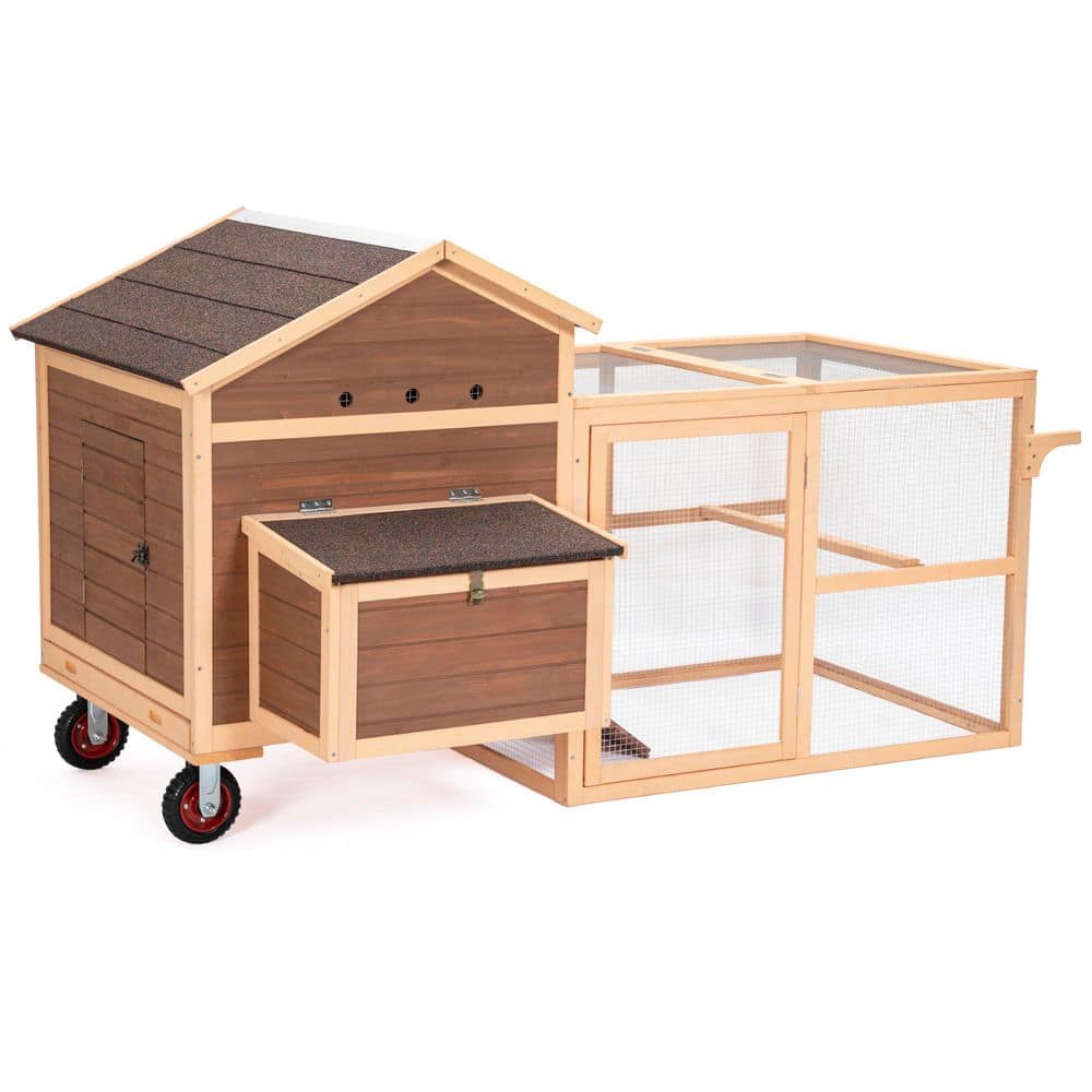 maocao hoom Chicken Coops with Wheels and Handrails, Weatherproof ...
