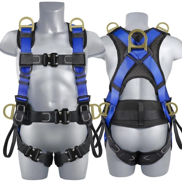Full Body Safety Harness Fall Protection with 4-Quick Buckles and 6-Adjustment D-rings for Construction