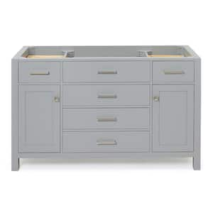 Bristol 54 in. W x 21.5 in. D x 34.5 in. H Freestanding Bath Vanity Cabinet without Top in Grey