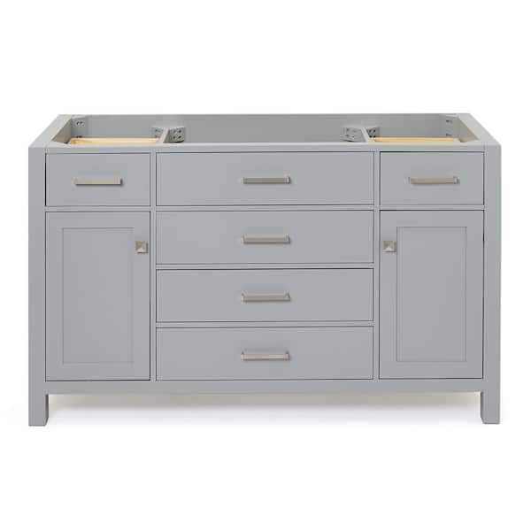 ARIEL Bristol 54 in. W x 21.5 in. D x 34.5 in. H Freestanding Bath Vanity Cabinet without Top in Grey