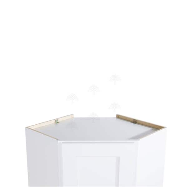 LIFEART CABINETRY Lancaster White Plywood Shaker Stock Assembled Wall Diagonal Corner Kitchen Cabinet 24 in. W x 36 in. H x 12 in. D