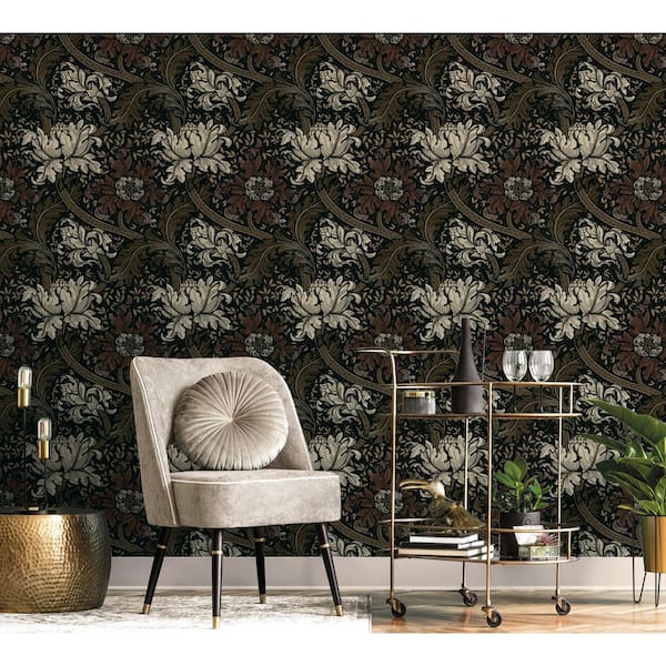 Llewelyn-Bowen Off The Wall Brown Floral Morris Major Matte Finish Non-Pasted Non-Woven Wallpaper Roll