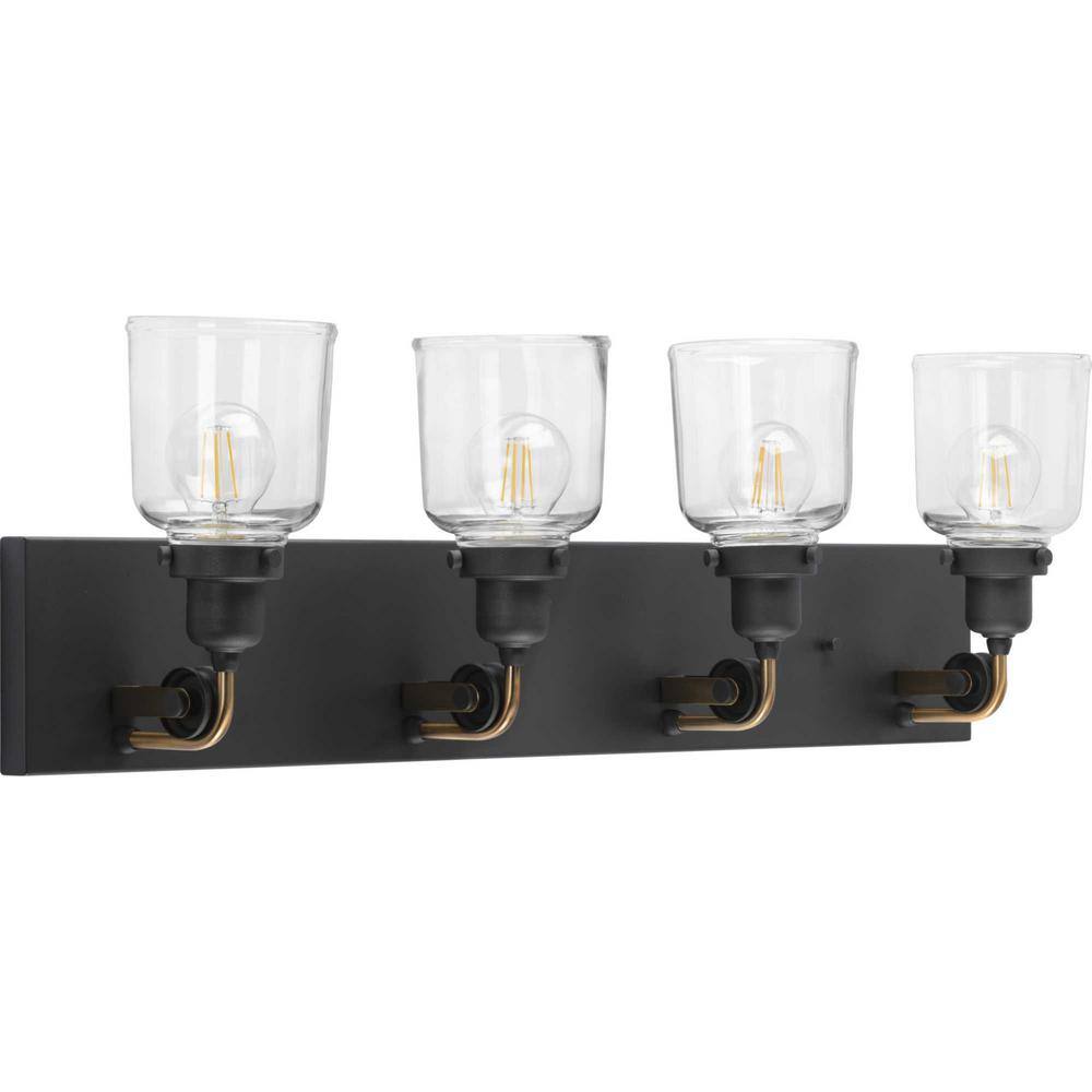 Rushton 32" Graphite 4-Light Bath Vanity with Clear Glass Shades
