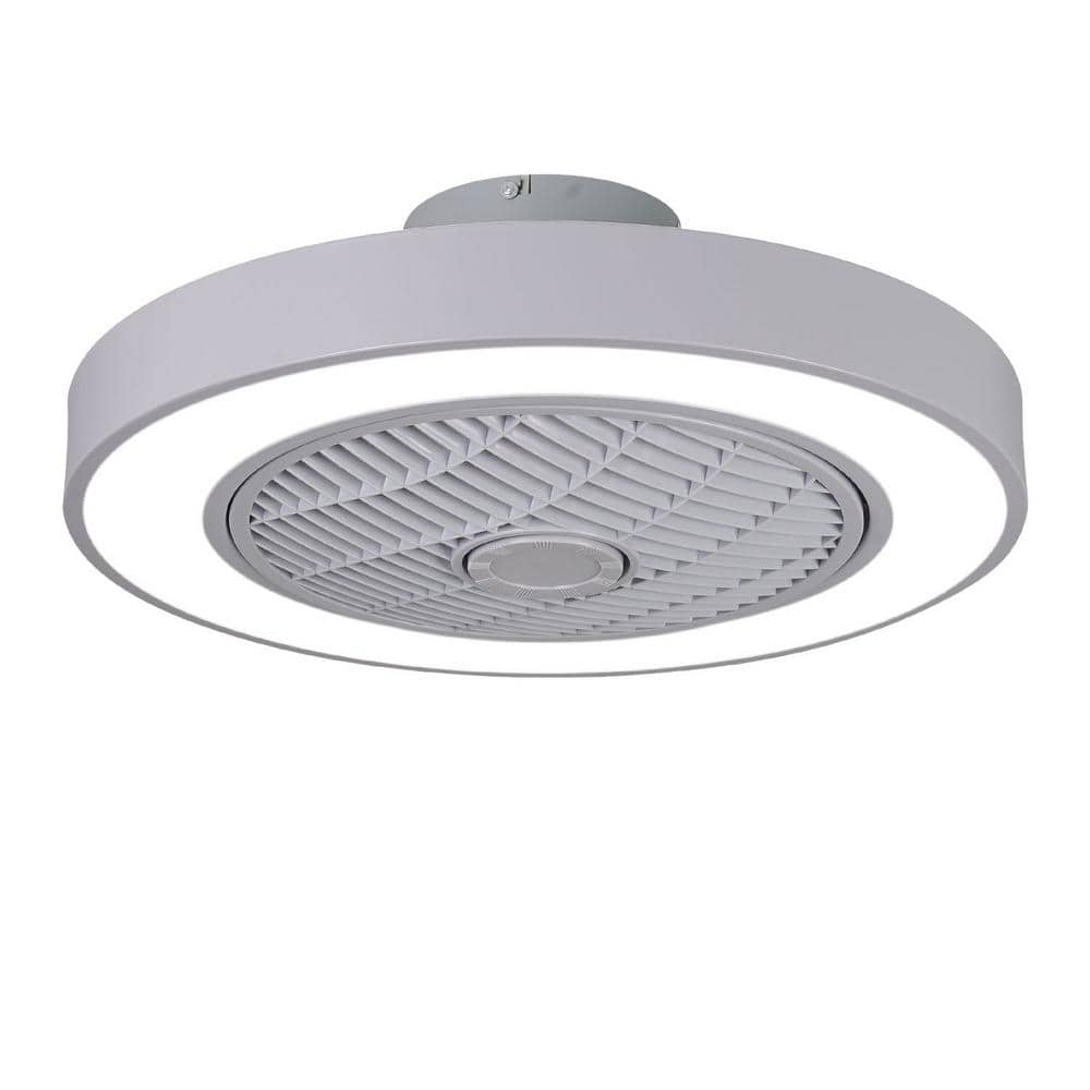 Etokfoks 19.69 in. LED Indoor Gray Enclosed Bladeless Smart Ceiling Fan ...