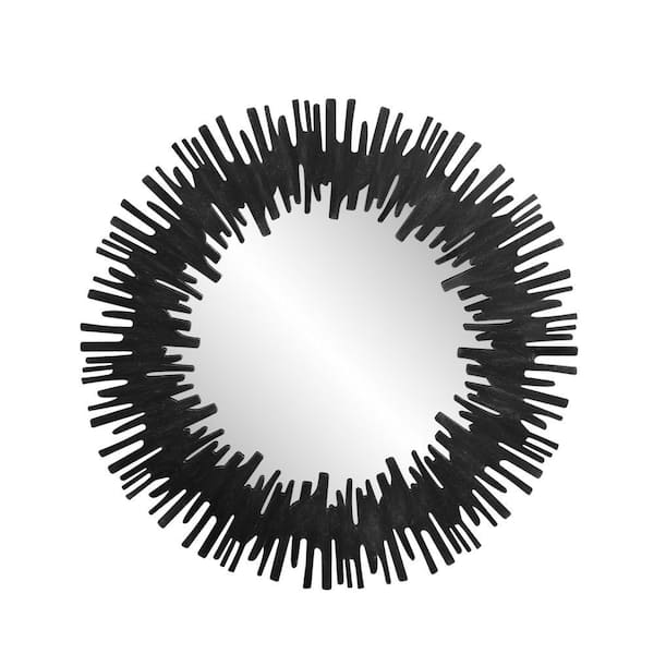 Black 33.46 in. W x 33.46 in. H Industrial Irregular Metal Framed Mirror