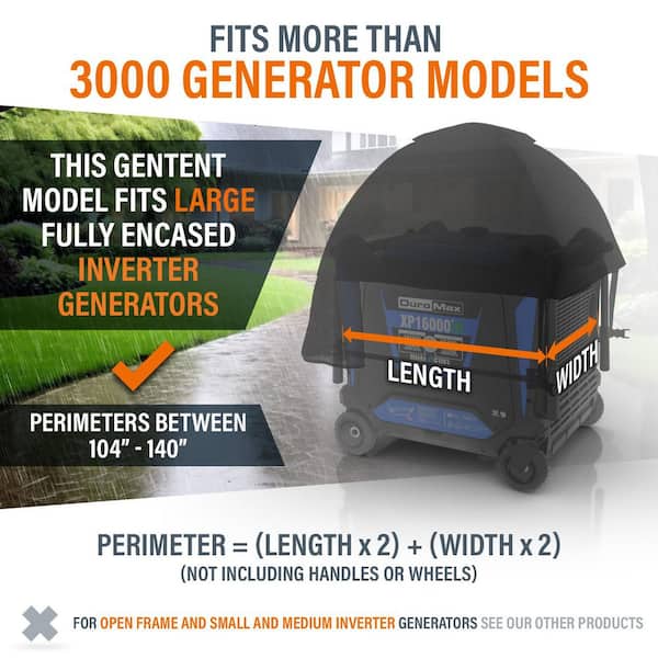 GenTent XL Inverter Kit Generator Tent Running Cover in Black with