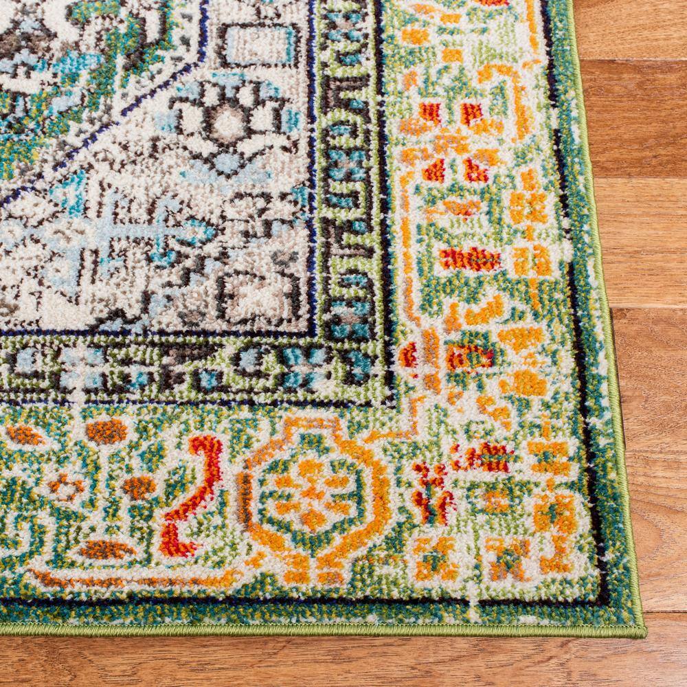 Green and Turquoise Synthetic Flat Woven Area Rug