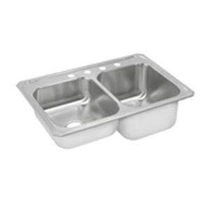 Gourmet Celebrity Drop-In Stainless Steel 33 in. 4-Hole Double Bowl Kitchen Sink