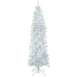 6.5 ft. Pre-Lit Woodbury White Pine Pencil Artificial Christmas Tree Green Lights