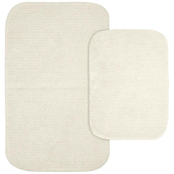 Garland Rug Glamor Ivory 21 in. x 34 in. Washable Bathroom 2-Piece Rug Set