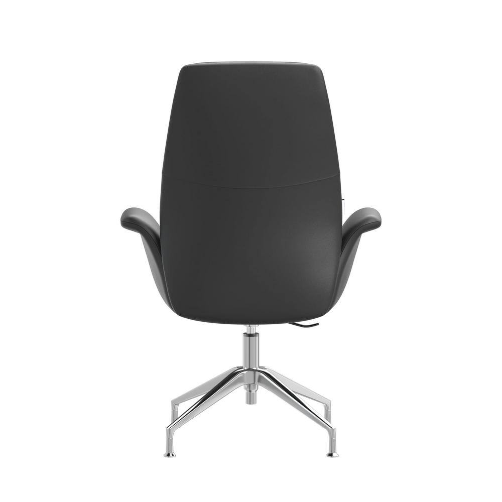 Summit Black Faux Leather Swivel Office Chair with Aluminum Frame