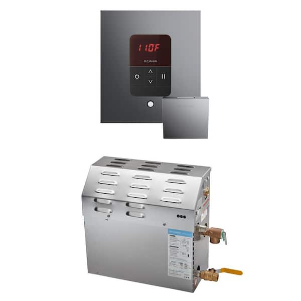 Mr. Steam MS 12 kW (12000 W) Steam Shower Generator Package with square iTempo Control in Brilliant Black