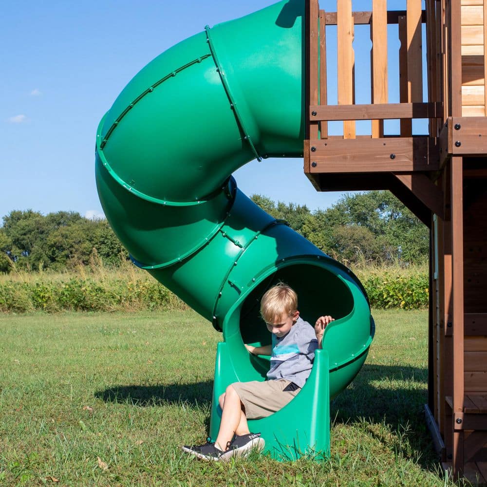 Cedar Cove Wooden Swing Set with Dual Slides and Swings