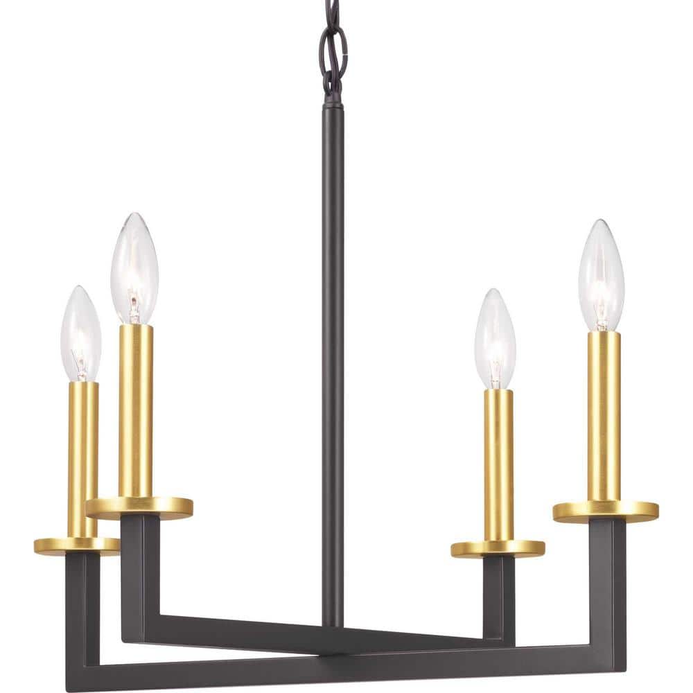 Black and Gold 5-Light Geometric Chandelier