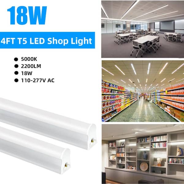 WYZM 4 ft. 80-Watt Equivalent LED T5 Shop Light 5000K ETL Listed, Linkable,2200 Lumens,LED Shop Light(12-Pack)