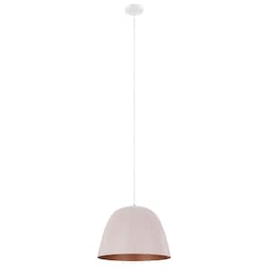 Coretto 16 in. 1-Light Pastel Apricot Pendant with Copper Interior