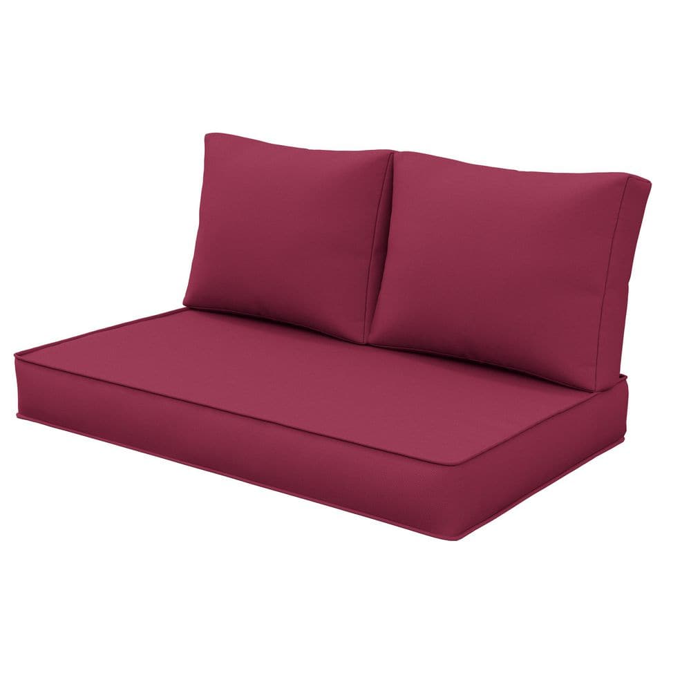 46 in. x 26 in. Outdoor Patio Replacement Loveseat Cushion Set with Backrest Fuchsia Red price history on PriceWatchPro