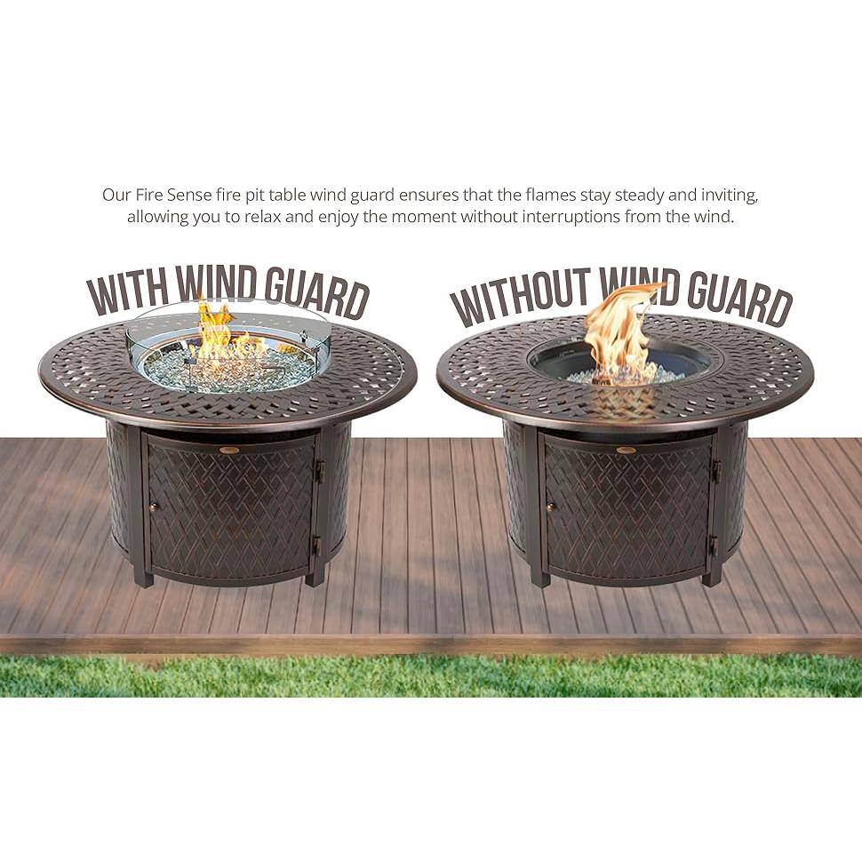 Clear Tempered Glass Wind Guard for Round Fire Pits