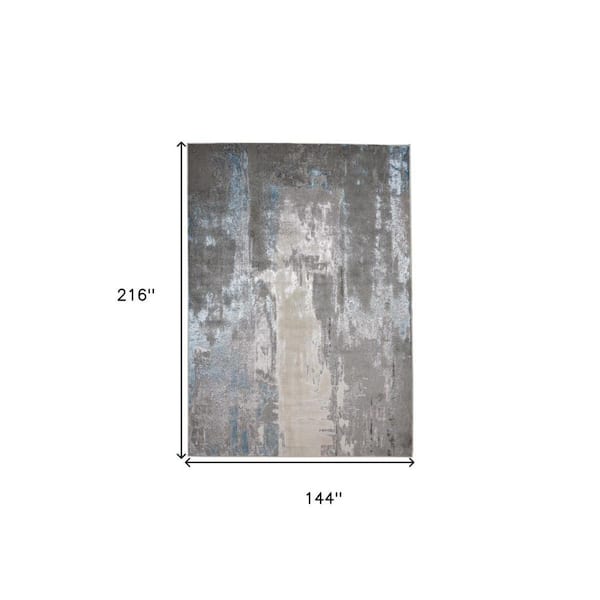 2 ft. x 8 ft. Gray, Ivory Abstract Area Rug