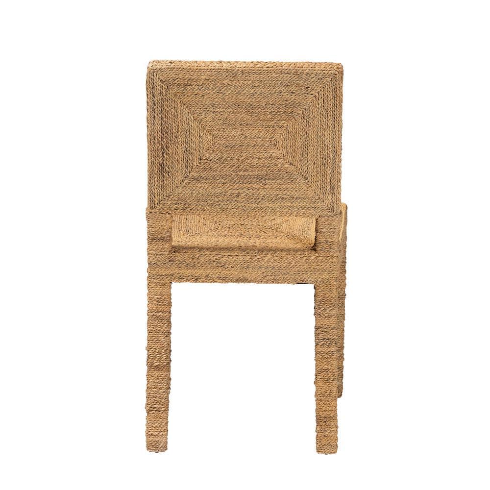 Natural Seagrass and Mahogany Wood Dining Chair