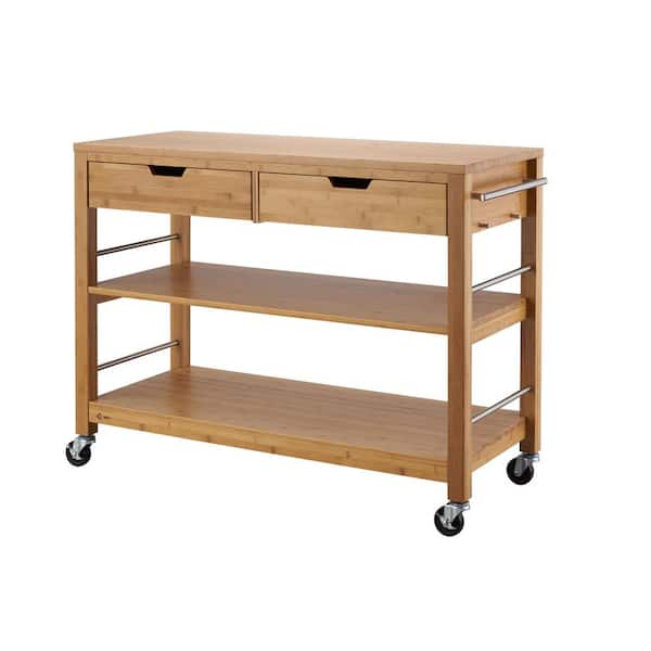 TRINITY 48 in. Bamboo Kitchen Island with Drawers