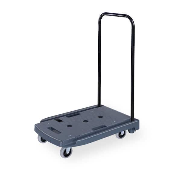 Siavonce 330 lbs. Capacity Gray Plastic Steel Body Foldable Platform Trolley Push Hand Cart