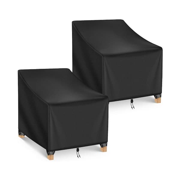 35 in. W x 35 in. D x 31 in. H Black Heavy Duty Patio Chair Cover (2 Pack)