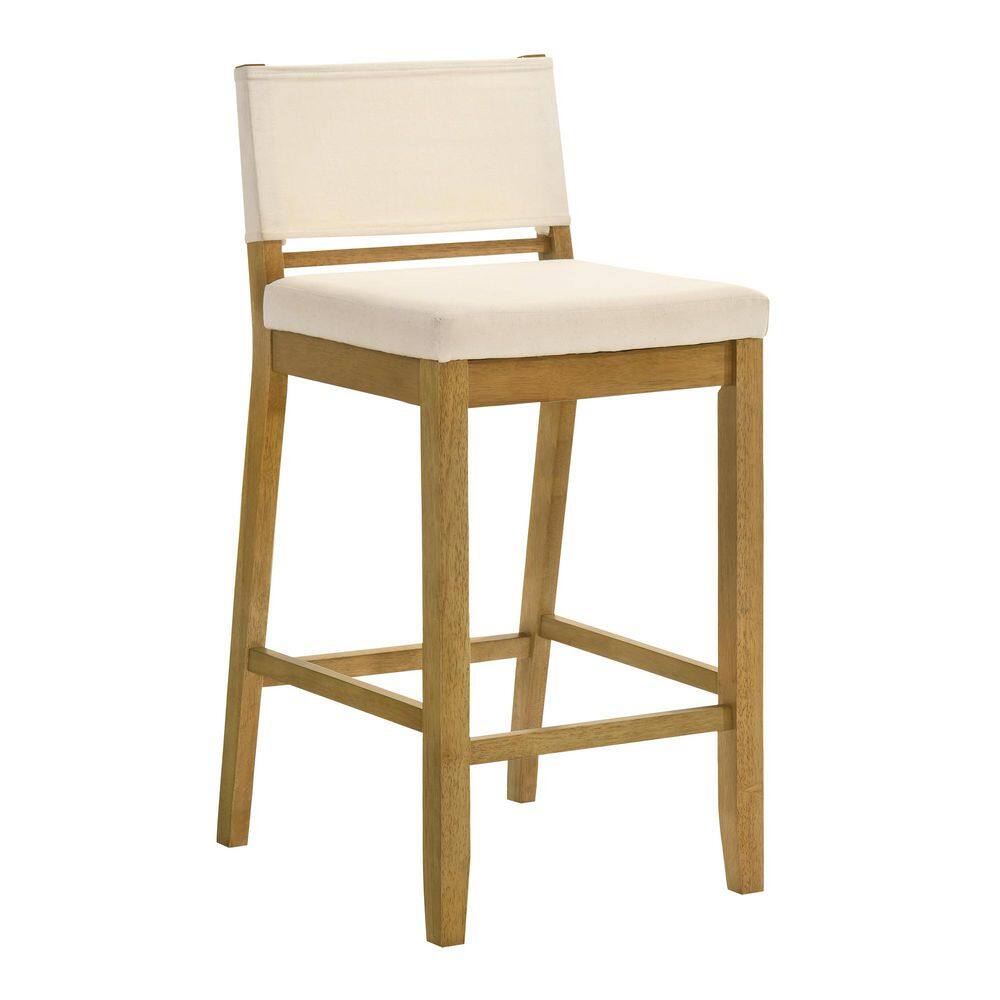 Yaneli 40.5 in. H Bar Height White / Amber Glow Low Back Wood Bar Stool with Fabric Seat price history on PriceWatchPro