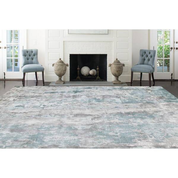 Oxford Collection Style 09 Teal Grey Abstract Area Rug 