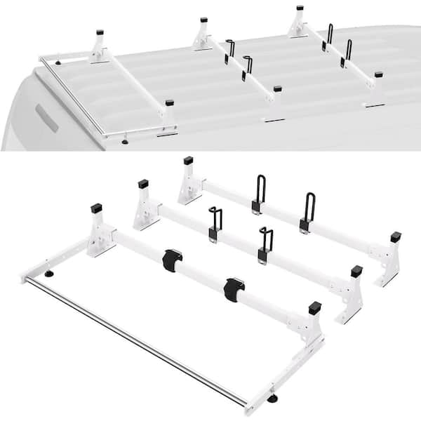 VEVOR Trailer Ladder Rack, 54 in. 3 Crossbars Ladder Roof Rack, Heavy-duty Steel Van Roof Rack, 800 lbs. Capacity Rack