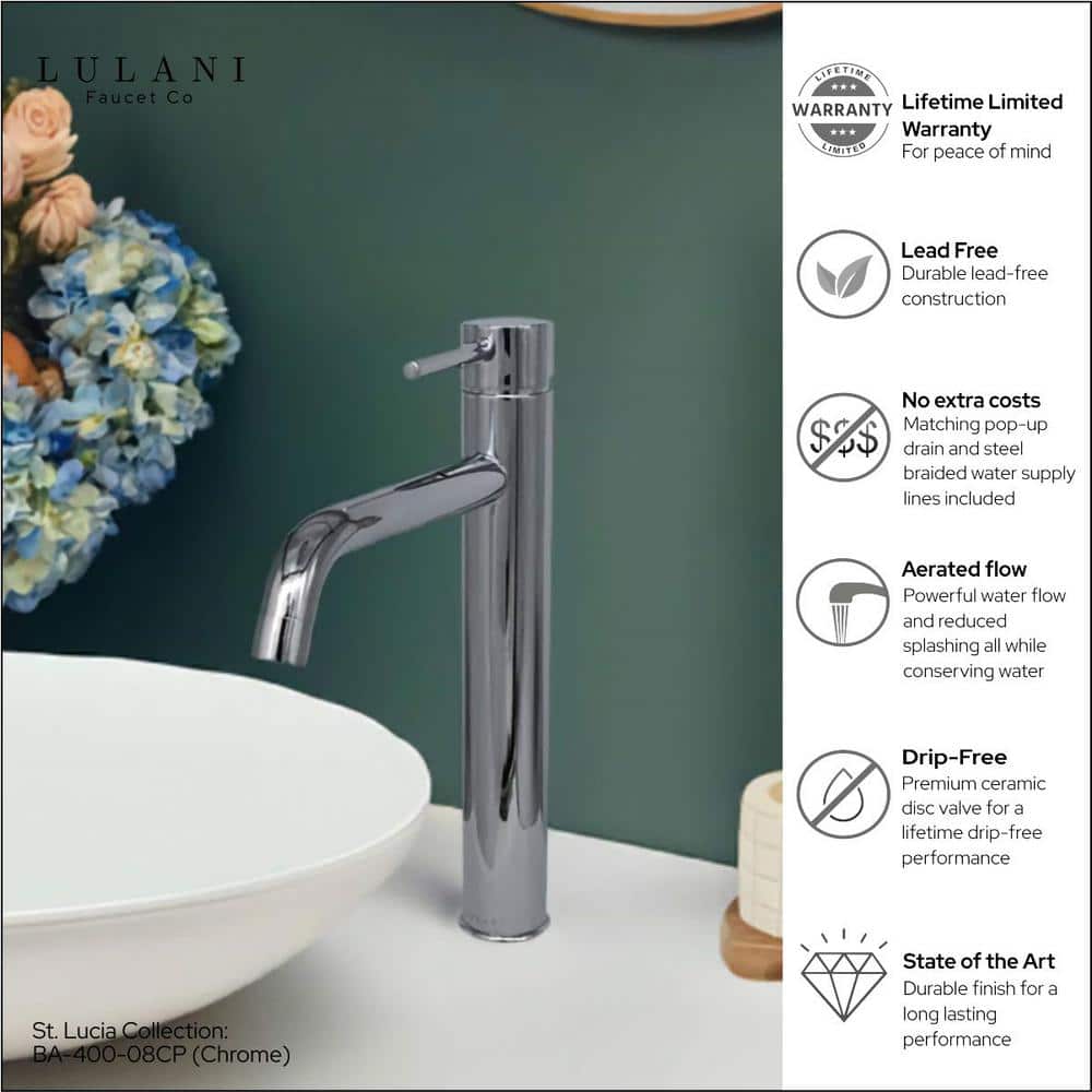 St. Lucia Chrome Single-Handle Vessel Bathroom Faucet