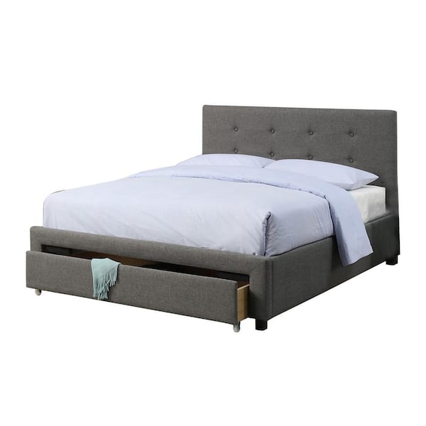 SIMPLE RELAX Grey Fabric Upholstered Full Size Bed