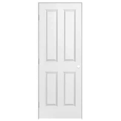 28 in. x 80 in. 4-Panel Right-Handed Hollow-Core Smooth Primed Composite Single Prehung Interior Door