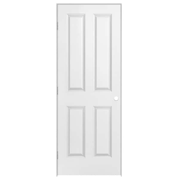 Masonite 28 in. x 80 in. 4 Panel Right-Handed Primed Composite Hollow Core Single Prehung Interior Door 4-9/16 in. Flat Jamb