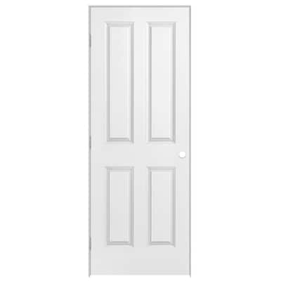 32 in. x 80 in. 4 Panel Right-Handed Primed Composite Solid Core Single Prehung Interior Door 4-9/16 in. Flat Jamb