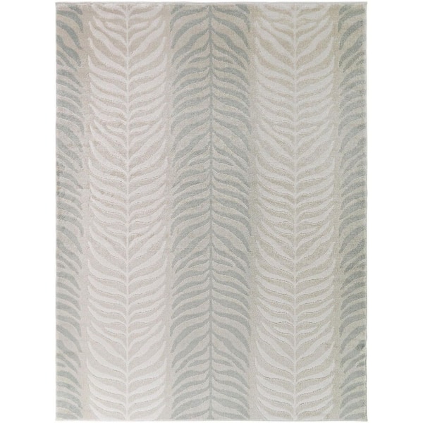 Safiya Cream 8 ft. x 10 ft. Modern Botanical Area Rug