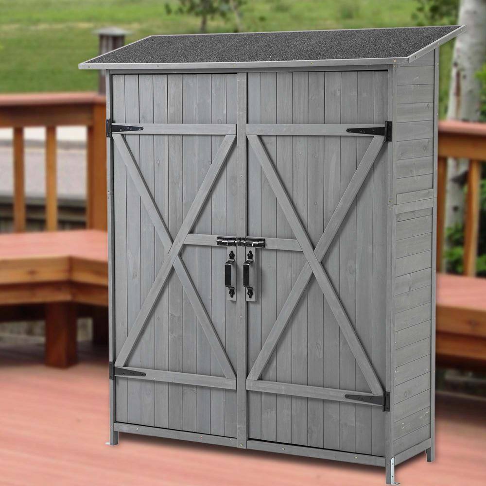 5 ft. W x 2 ft. D Outdoor Wooden Storage Shed, Tool Storage Cabinet with Lo