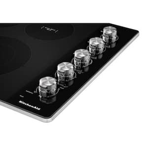 30 in. Radiant Electric Cooktop in Stainless Steel with 5 Burner Elements and Knob Controls
