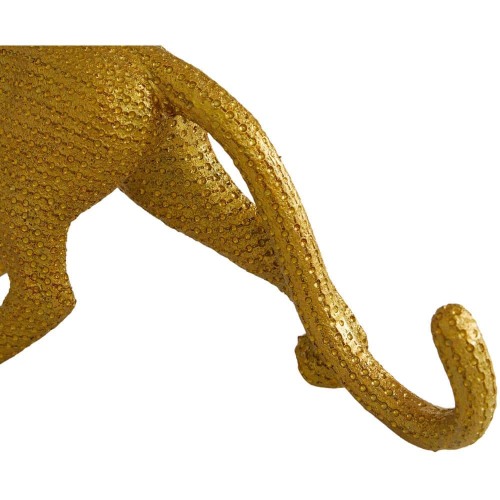 Elegant Gold Resin Leopard Statues Set of 2