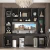 FUFU&GAGA 90.6 in. W Black Wood Computer Gaming Desk Home Office Desk, with 82.7 in. H Bookshelf, LED Lights, Drawers, Cabinets KF020471-012