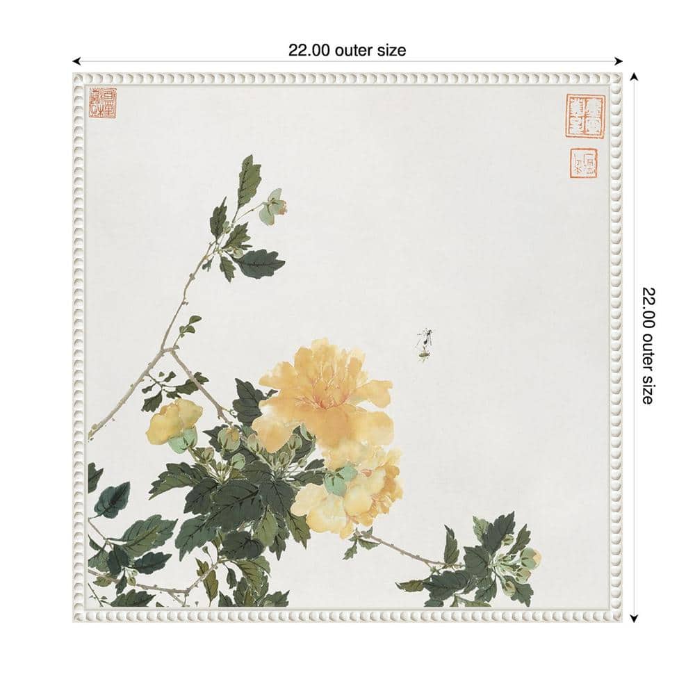 Ju Lian Insects and Flowers VI White Framed Canvas Print
