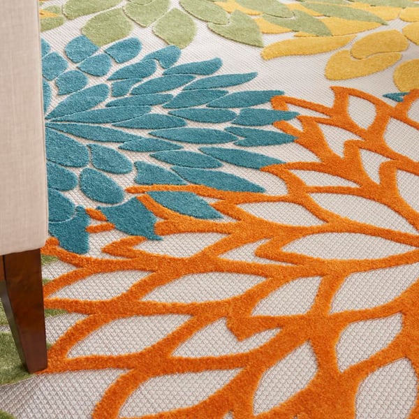 Nourison Aloha Turquoise Multicolor 7 ft. x 10 ft. Floral