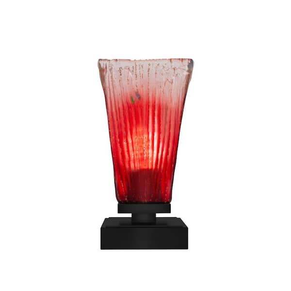 Unbranded Quincy 8.75 in. Matte Black Accent Lamp with Glass Shade